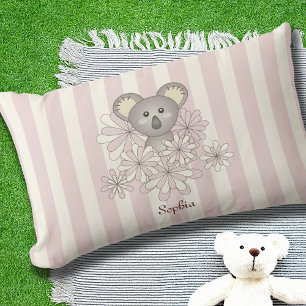 Cojín Lumbar Pastel de banda rosa bebé Koala Chica de oso para