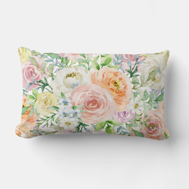 Cojín Lumbar Pastel de jardín romántico (Anverso)