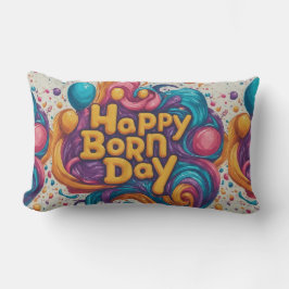 Cojín Lumbar Pastel del Día del Nacido Feliz