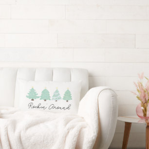 Cojín Lumbar Pastel Watercolor Whimsical Christmas Tree