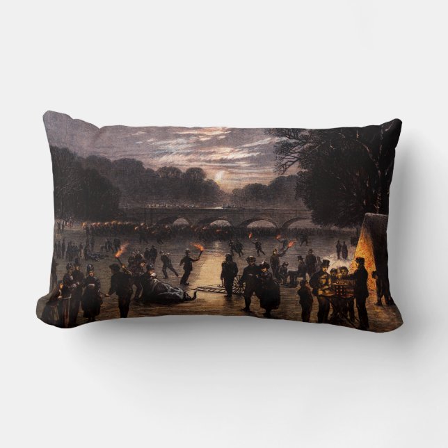 Cojín Lumbar Patinaje sobre hielo en Londres en 1870 (Anverso)