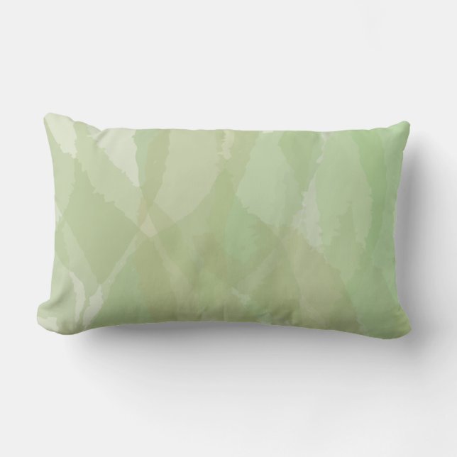 Cojín Lumbar Patrón abstracto de acuarela verde, fresco y moder (Anverso)