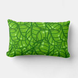 Cojín Lumbar Patrón abstracto de hoja verde con ilustraciones b