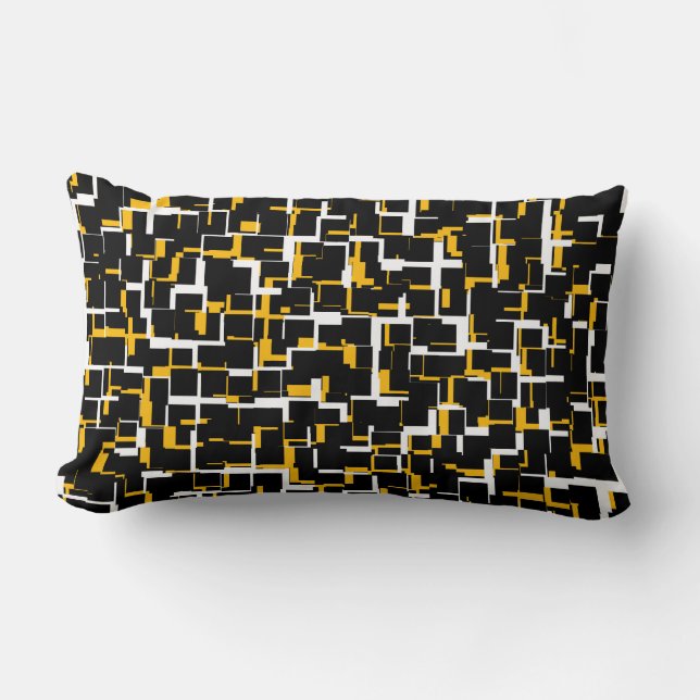 Cojín Lumbar Patrón amarillo blanco negro Camo digital (Anverso)