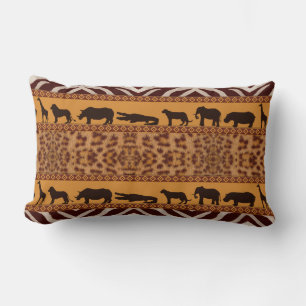 Cojín Lumbar Patrón Animal Moderno Tribal Africano de Jaguar