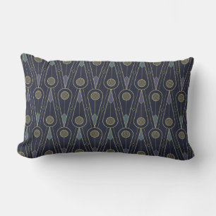 Cojín Lumbar patrón Art Deco con formas geométricas en oro