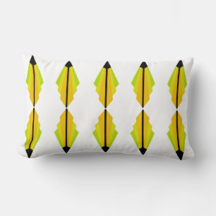 Cojín Lumbar Patrón Art Deco en Naranja, limón y negro