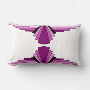 Cojín Lumbar Patrón Art Deco en rosa