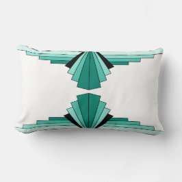 Cojín Lumbar Patrón Art Deco en Verdes