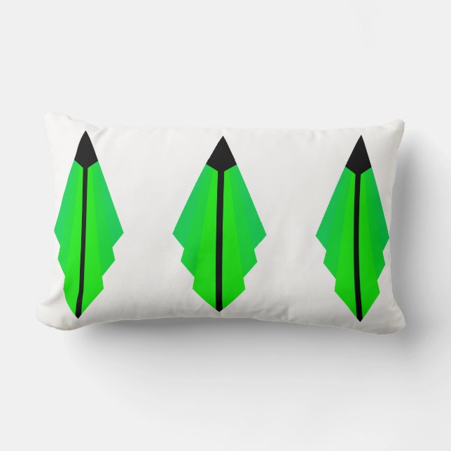 Cojín Lumbar Patrón Art Deco en Verdes (Anverso)