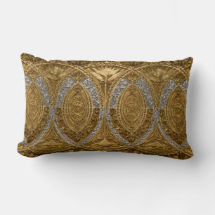 Cojín Lumbar Patrón Art Decó Plata Y Oro