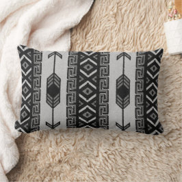 Cojín Lumbar Patrón Azteca Blanco Y Negro Del Suroeste Tribal