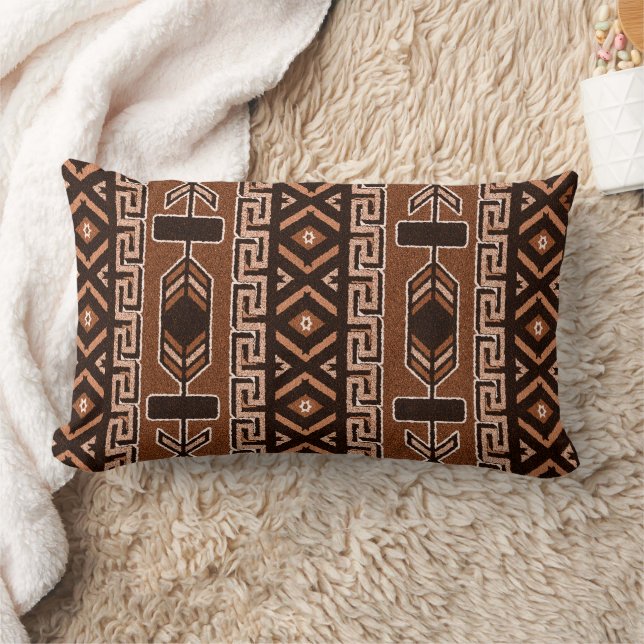 Cojín Lumbar Patrón Azteca Tribal Azteca Marrón Y Negro Del Sur (Manta)