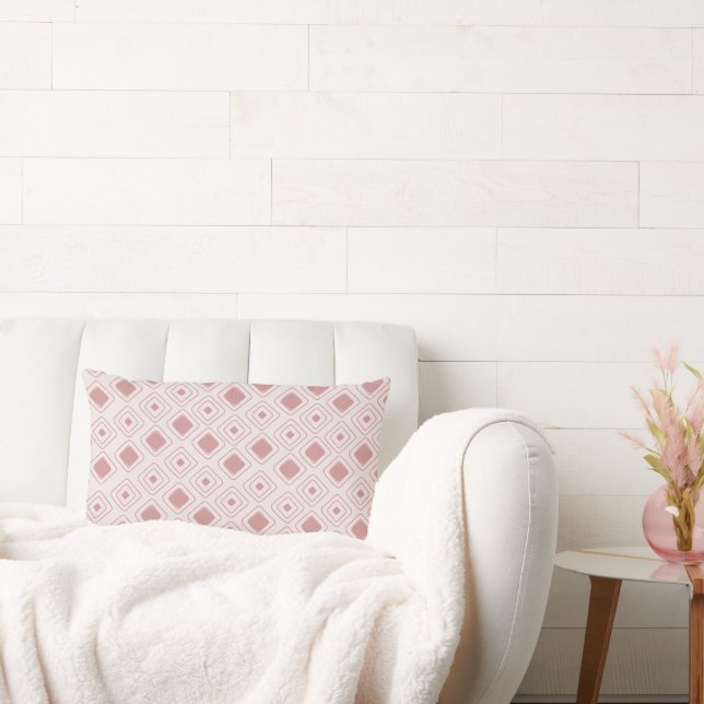 Cojín Lumbar Patrón Boho Dusty Rosa Tribal Geométrico Azteca (Sofá)