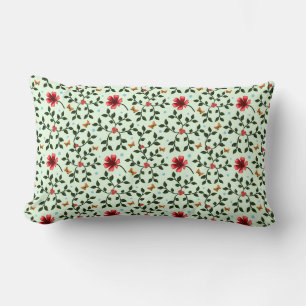 Cojín Lumbar Patrón caprichoso de flores folk mariposa 