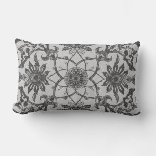 Cojín Lumbar Patrón chino de Art Nouveau - Gris plateado
