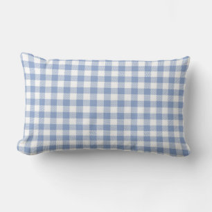 Cojín Lumbar Patrón clásico de gingham azul claro con estampado
