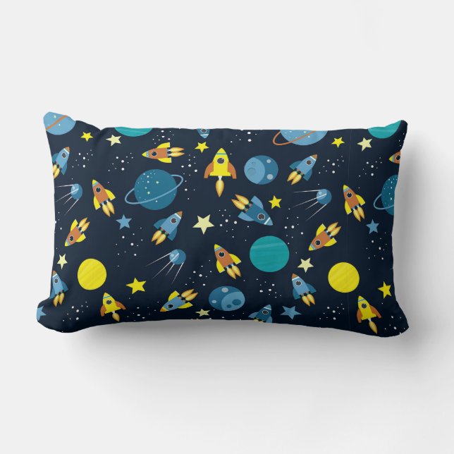 Cojín Lumbar Patrón Colorido con Tema Espacial (Anverso)