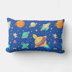 Cojín Lumbar Patrón colorido con tema espacial y planetas