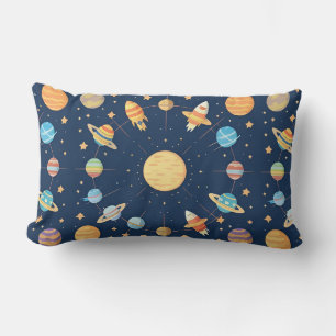 Cojín Lumbar Patrón colorido con tema espacial y planetas
