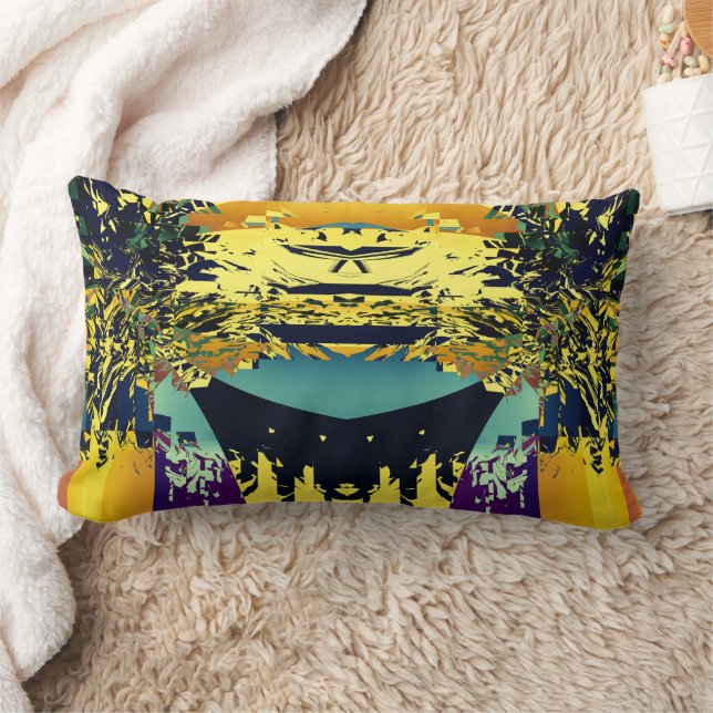 Cojín Lumbar Patrón colorido de poesía japonesa Haiku (Manta)