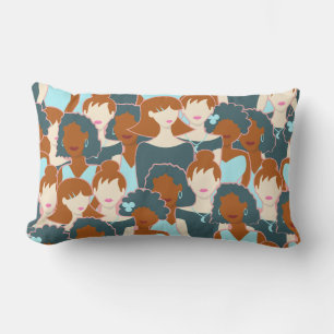 Cojín Lumbar Patrón continuo con chicas negras y chicas blancas