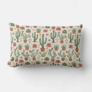 Cojín Lumbar Patrón continuo de cactus del desierto suculento