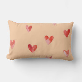 Cojín Lumbar Patrón continuo de Corazones Acuarela