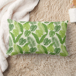 Cojín Lumbar Patrón continuo de hojas tropicales y Monstera
