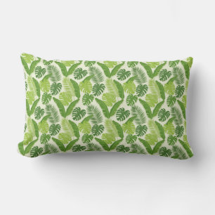 Cojín Lumbar Patrón continuo de hojas tropicales y Monstera