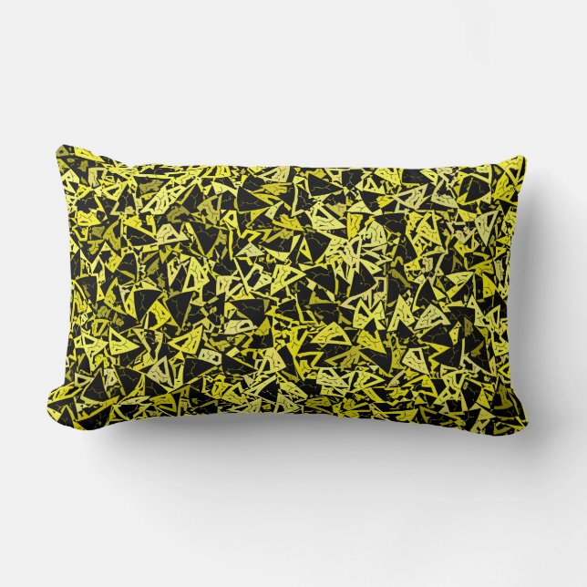 Cojín Lumbar Patrón continuo de triángulo negro amarillo (Anverso)