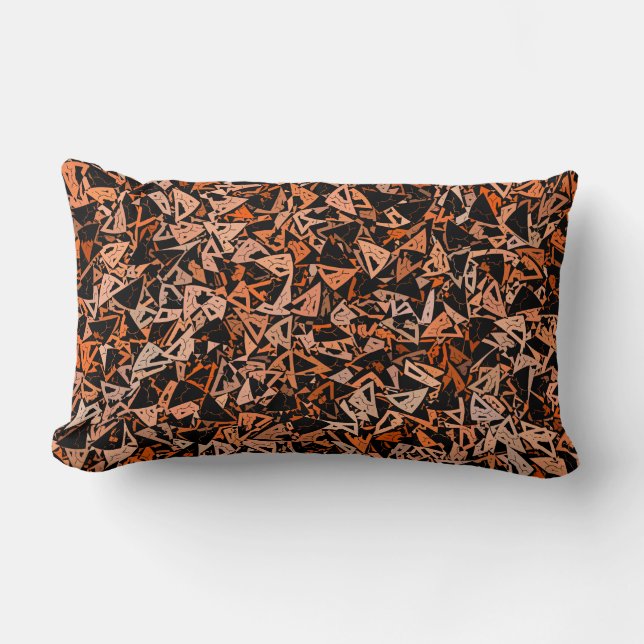 Cojín Lumbar Patrón continuo de triángulo negro marrón naranja (Anverso)