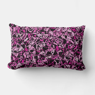 Cojín Lumbar Patrón continuo de triángulo negro rosa