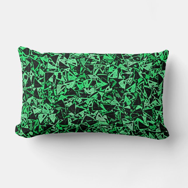 Cojín Lumbar Patrón continuo de triángulo negro verde (Anverso)