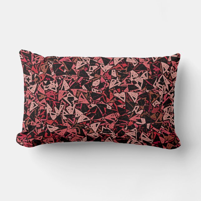 Cojín Lumbar Patrón continuo de triángulo rosa rojo negro (Anverso)