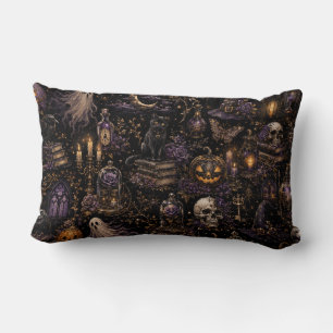 Cojín Lumbar Patrón continuo espeluznante de Halloween gótico v
