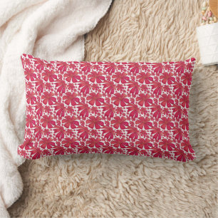 Cojín Lumbar Patrón continuo floral rojo, repetición de flores