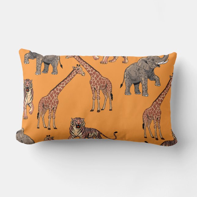 Cojín Lumbar Patrón de animales africanos (Anverso)
