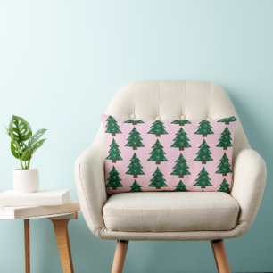Cojín Lumbar Patrón de árbol de Navidad lindo y caprichoso en r