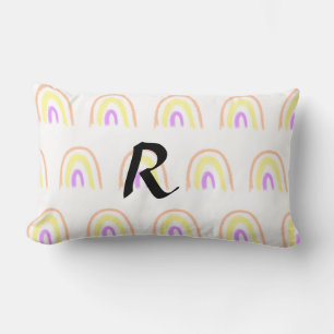 Cojín Lumbar Patrón de arco iris acuático simple agregar texto 
