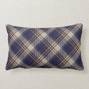 Cojín Lumbar Patrón de arglos azul marino Beige Tartán