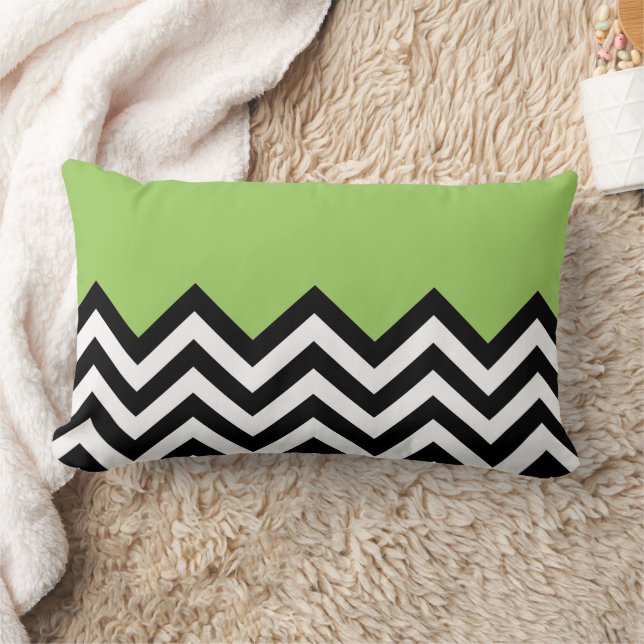 Cojín Lumbar Patrón de arte Chevron Black Zigzag Chevron (Manta)