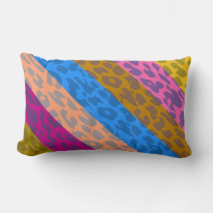 Cojín Lumbar Patrón de bandas multicolor de piel de leopardo