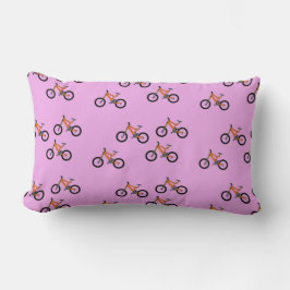 Cojín Lumbar Patrón de bicicletas en rosa
