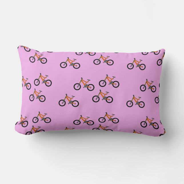 Cojín Lumbar Patrón de bicicletas en rosa (Anverso)