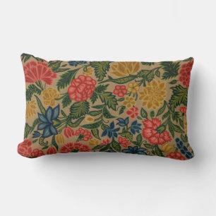 Cojín Lumbar Patrón de bordado floral vintage de crewel