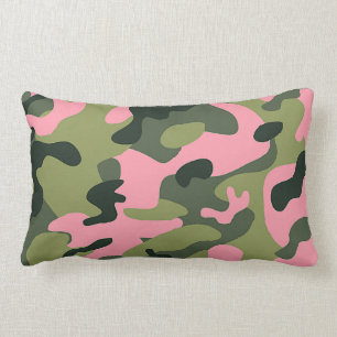Cojín Lumbar Patrón de camuflaje de camuflaje verde rosa país