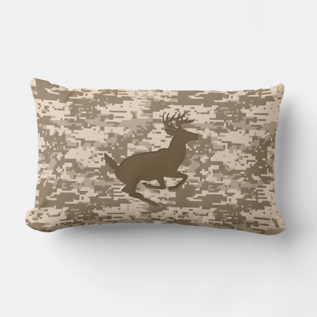 Cojín Lumbar Patrón de Camuflaje Digital Deer Camo del Deer Bei (Anverso)