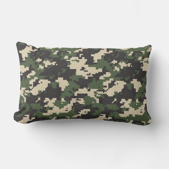 Cojín Lumbar Patrón de Camuflaje Digital Verde (Anverso)