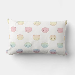 Cojín Lumbar Patrón de caras de gatito pastel adorable